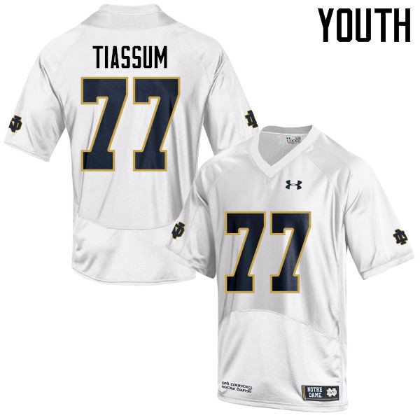 Youth #77 Brandon Tiassum Notre Dame Fighting Irish College Football Jerseys-White